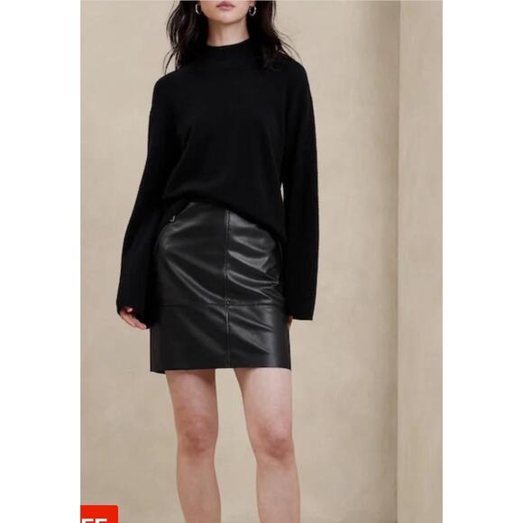 Banana Republic Dark Brown Vegan‎ Leather Mini Skirt Size 0 - Picture 1 of 8